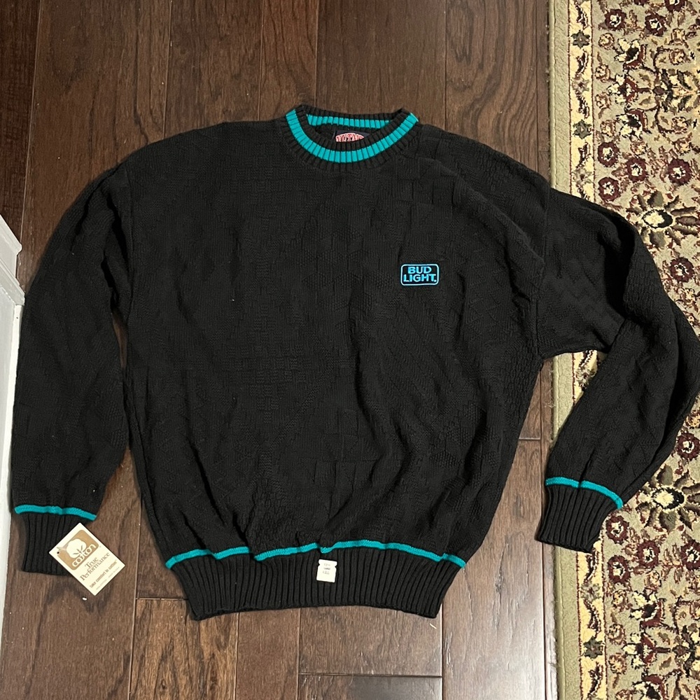 Vintage Bud Light knit crewneck sweater, size large